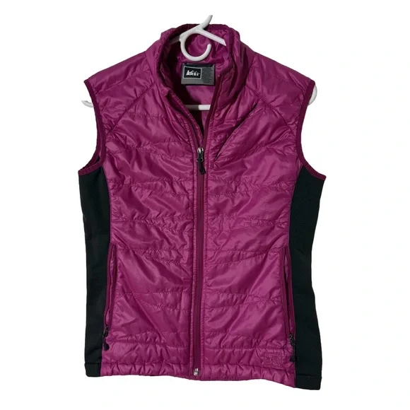 REI Pink and Black Puffer Vest - Picture 1 of 7